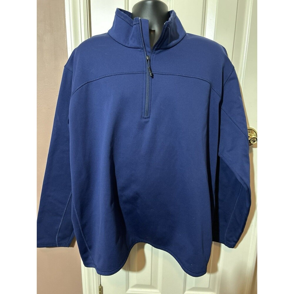 Cabelas 1/4 Zip Pullover Mens 2XL Blue Zipper Arm Pocket